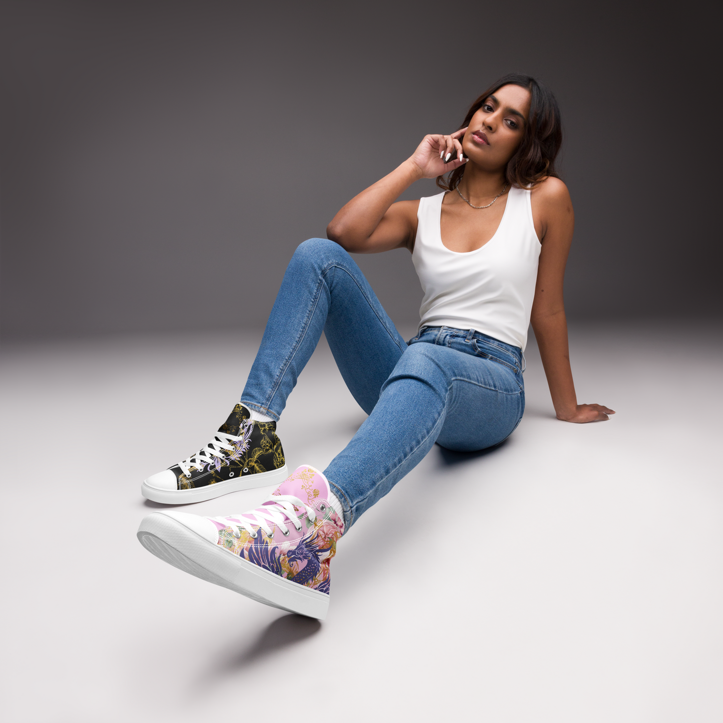 Good V's Evil high top canvas shoes