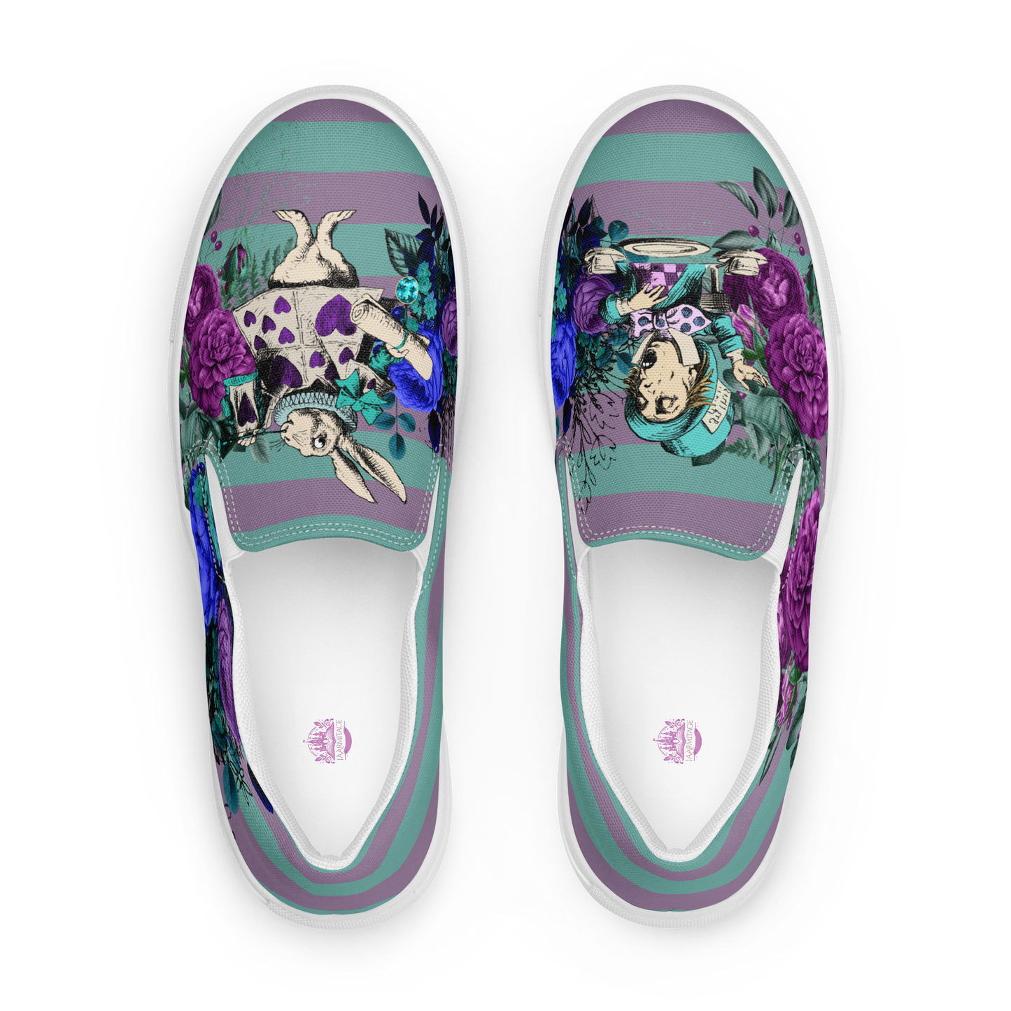 Rabbit and Hatter slip-on canvas shoes