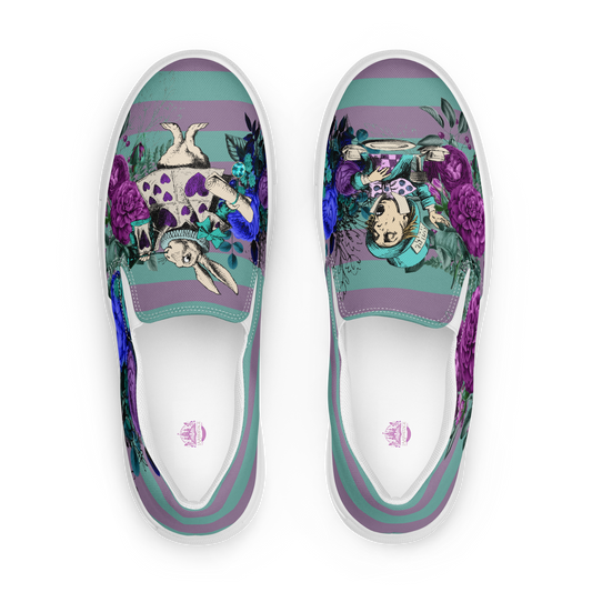 Rabbit and Hatter slip-on canvas shoes